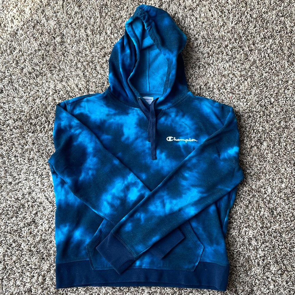 Champion blue tie dye hoodie